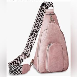 Latit pink sling bag with guitar strap